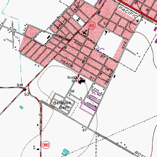 Topographic Map of Woodroe Petty Elementary School, TX