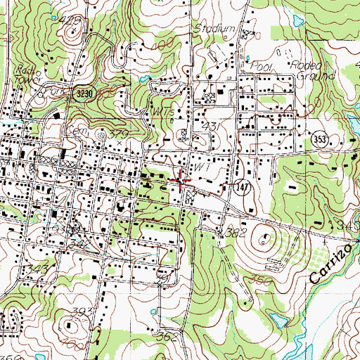 Topographic Map of San Augustine Elementary School, TX