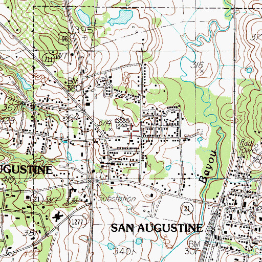 Topographic Map of San Augustine Intermediate School, TX