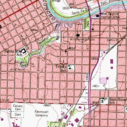 Topographic Map of Trinity Early Childhood Center, TX