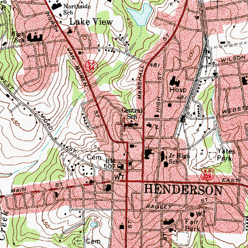 Topographic Map of Central Elementary School, TX