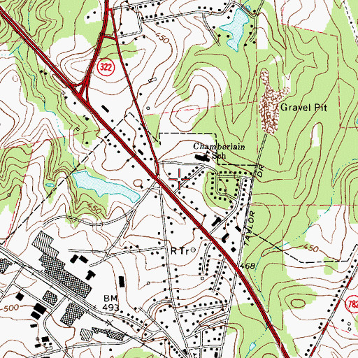 Topographic Map of Chamberlain Elementary School, TX