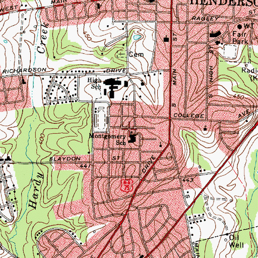 Topographic Map of Montgomery Elementary School, TX