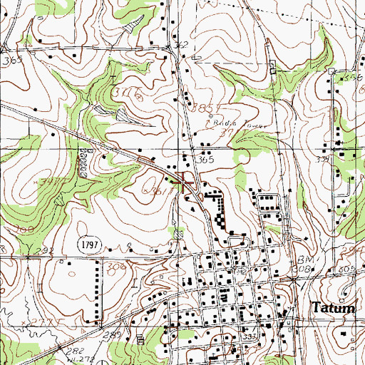 Topographic Map of Tatum Middle School, TX