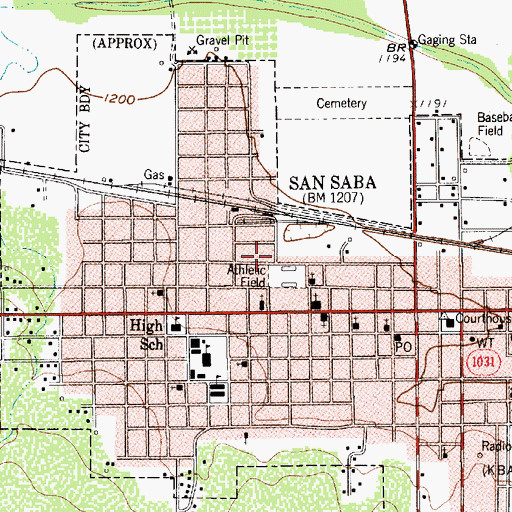 Topographic Map of San Saba Alternative School, TX