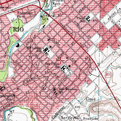 Topographic Map of San Felipe Middle School, TX