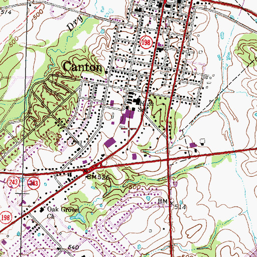 Topographic Map of Canton Intermediate School, TX