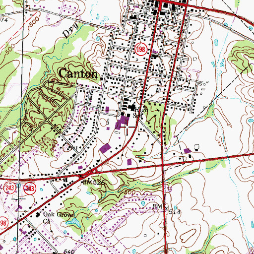 Topographic Map of Canton Junior High School, TX