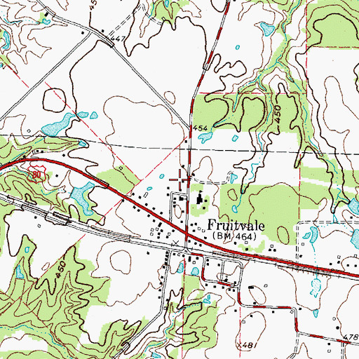 Topographic Map of Fruitvale Middle School, TX