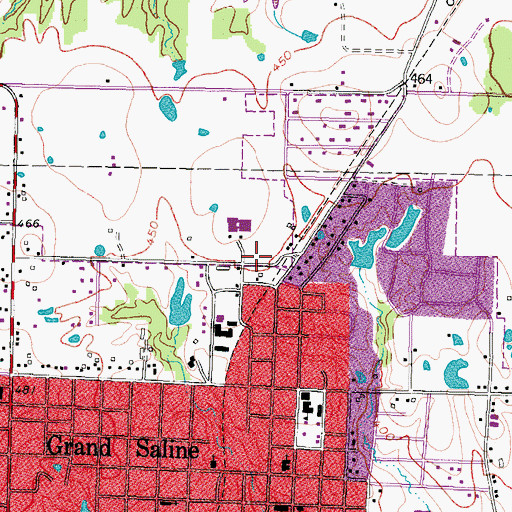 Topographic Map of Grand Saline High School, TX