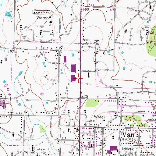 Topographic Map of Van High School, TX