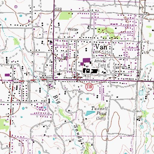 Topographic Map of Van Intermediate School, TX