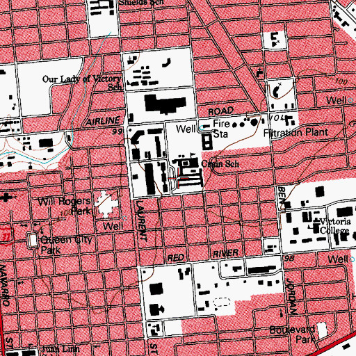 Topographic Map of Crain Middle School, TX