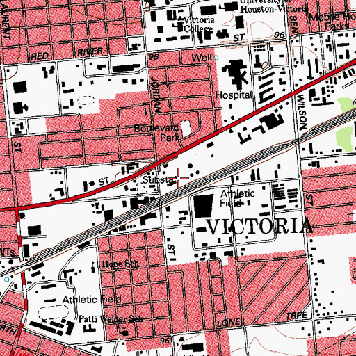 Topographic Map of Devereux School (historical), TX