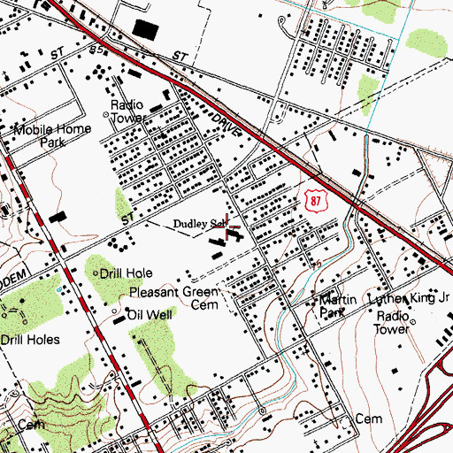 Topographic Map of Dudley Gifted - Talented Magnet School, TX