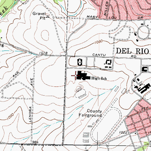 Topographic Map of Del Rio High School, TX