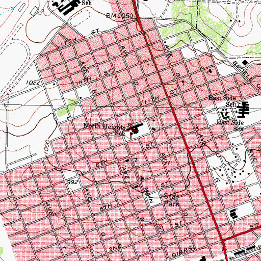 Topographic Map of North Heights Elementary School, TX