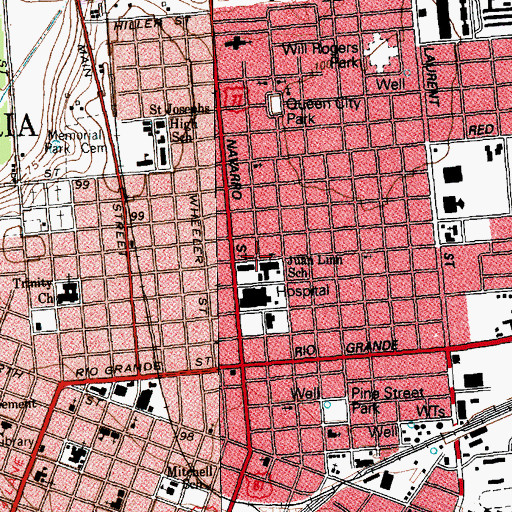 Topographic Map of Juan Linn Cyberspace Magnet School, TX
