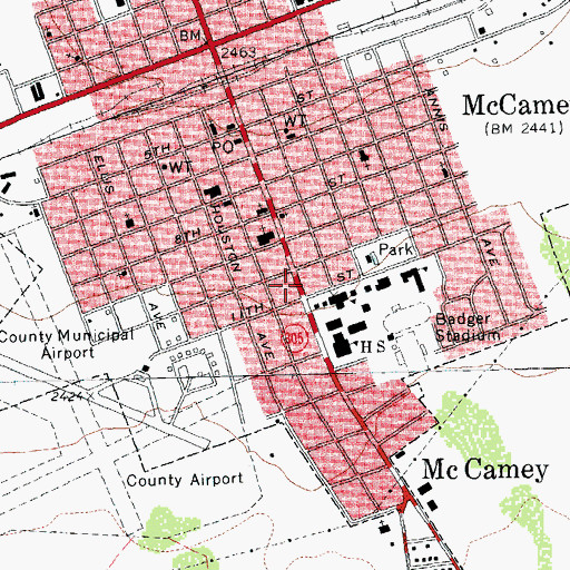 Topographic Map of McCamey Middle School, TX