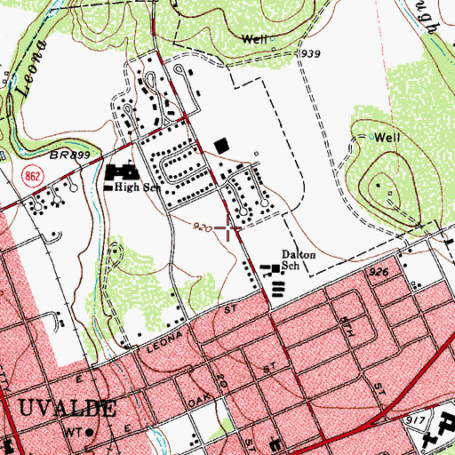 Topographic Map of Dalton Elementary School, TX