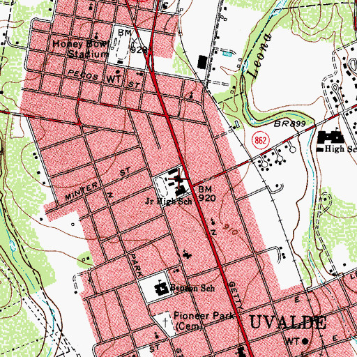 Topographic Map of Flores Elementary School, TX
