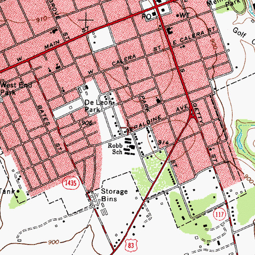 Topographic Map of Robb Elementary School, TX
