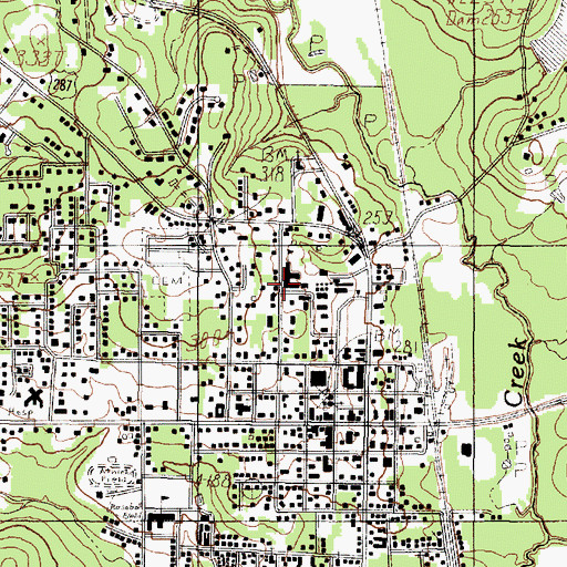 Topographic Map of Woodville Elementary School, TX