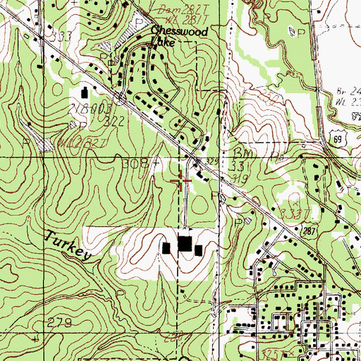 Topographic Map of Woodville High School, TX