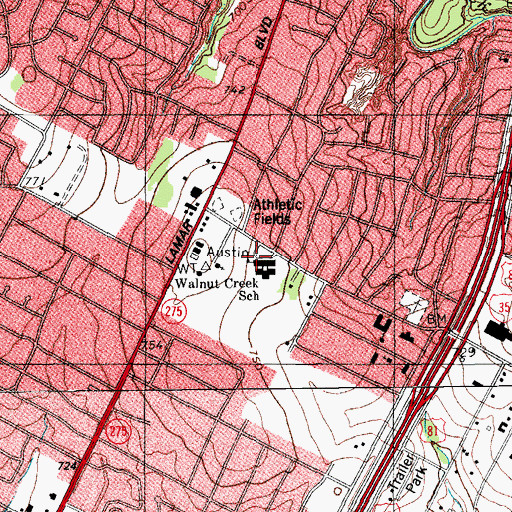 Topographic Map of Walnut Creek Elementary School, TX