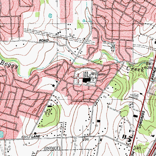 Topographic Map of Williams Elementary School, TX