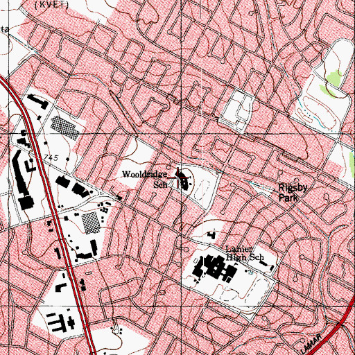 Topographic Map of Wooldridge Elementary School, TX
