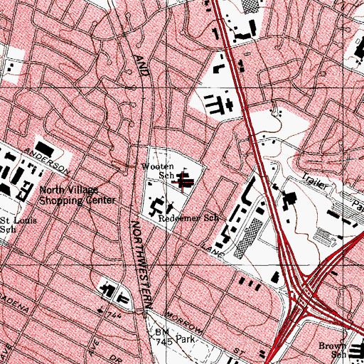 Topographic Map of Wooten Elementary School, TX