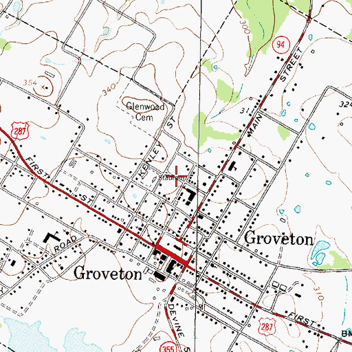 Topographic Map of Groveton Elementary School, TX