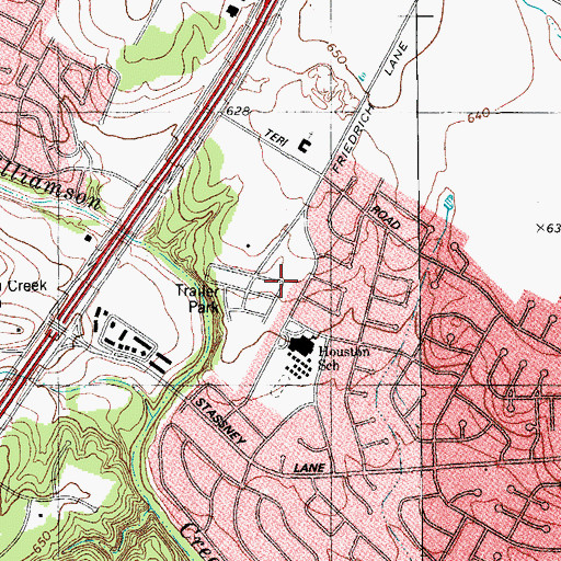 Topographic Map of Houston Elementary School, TX