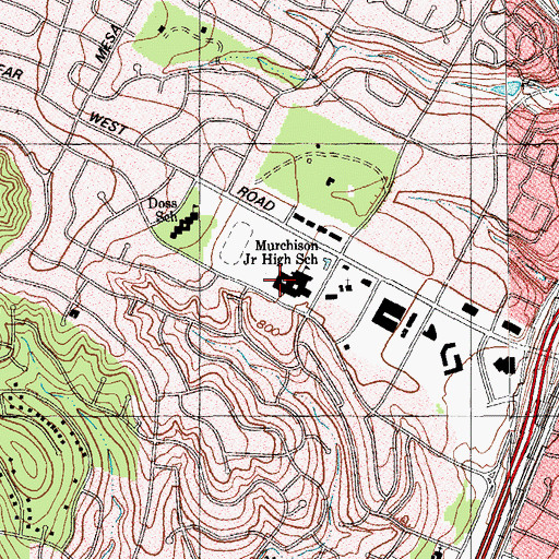 Topographic Map of Murchison Middle School, TX