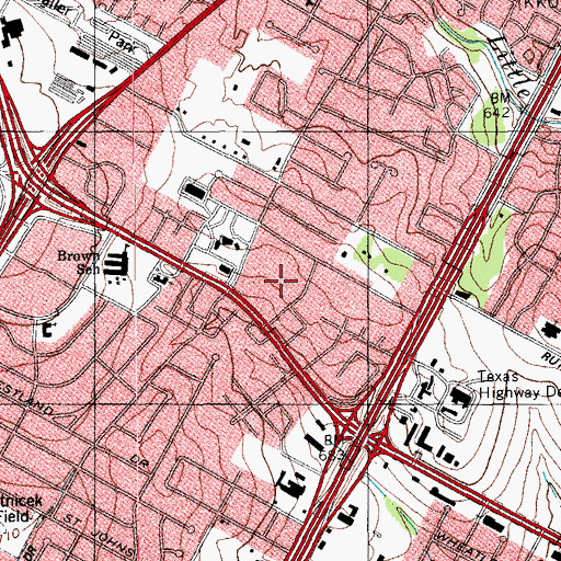 Topographic Map of Nyos Charter School, TX