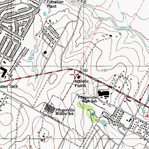 Topographic Map of Pflugerville Alternative Learning Center, TX