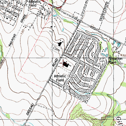 Topographic Map of Pflugerville Elementary School, TX