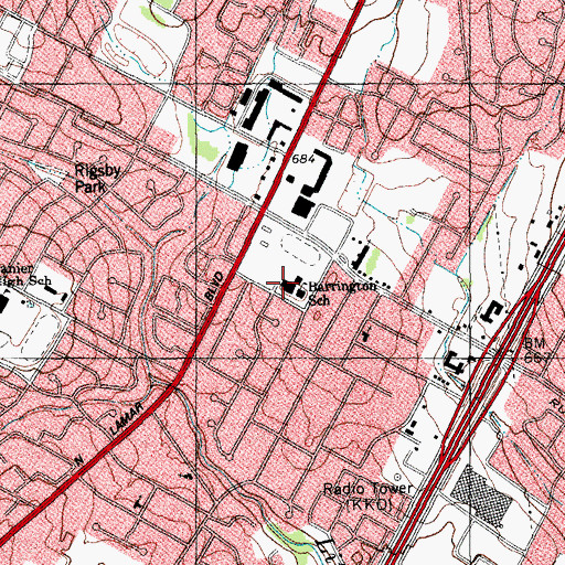 Topographic Map of Barrington Elementary School, TX