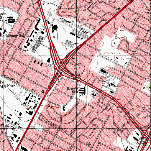 Topographic Map of Brown Elementary School, TX