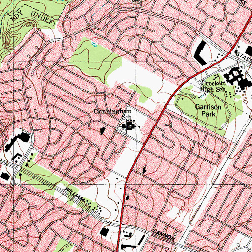 Topographic Map of Cunningham Elementary School, TX