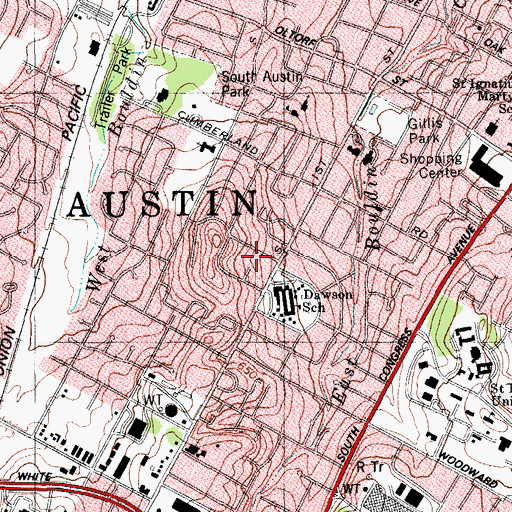 Topographic Map of Dawson Elementary School, TX