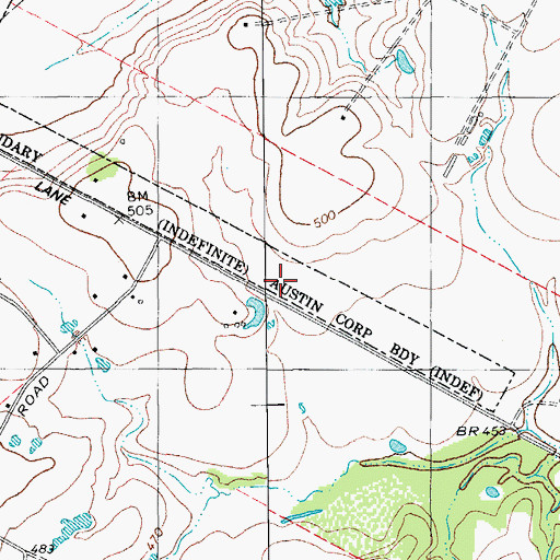 Topographic Map of Del Valle Junior High School, TX