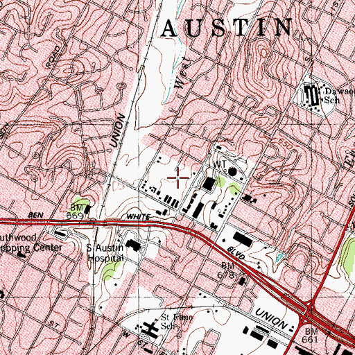 Topographic Map of Galindo Elementary School, TX