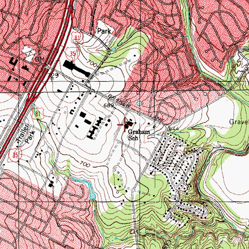 Topographic Map of Graham Elementary School, TX