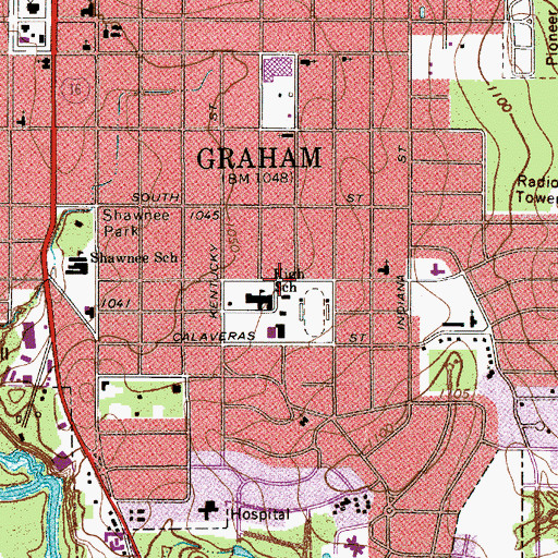 Topographic Map of Graham High School, TX