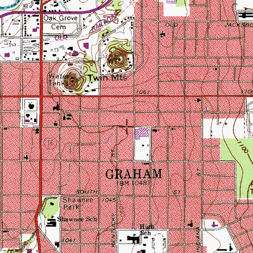 Topographic Map of Graham Junior High School, TX