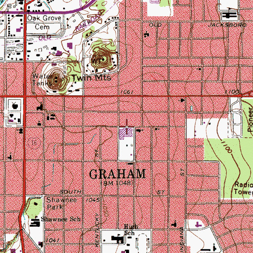 Topographic Map of Graham Learning Center, TX