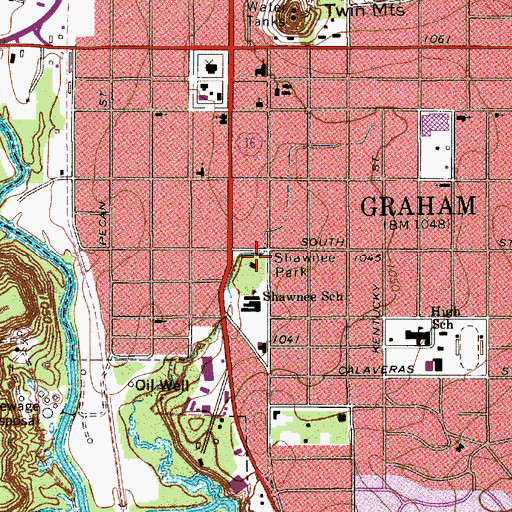 Topographic Map of Shawnee Elementary School, TX