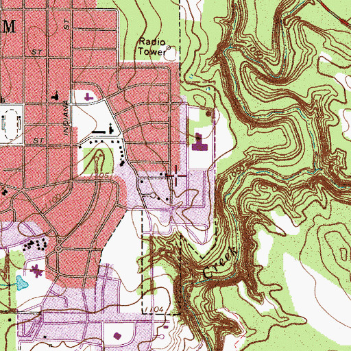 Topographic Map of Woodland Elementary School, TX